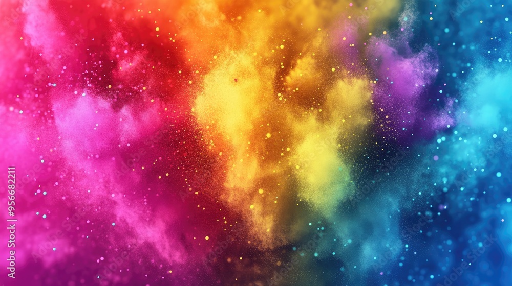 Aufkleber abstract colorful powder splattered background on a white background in 3d cartoon rendering