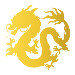 Golden Chinese Dragon Silhouette. For the Happy Chinese New Year Symbol. Vector Illustration Design.