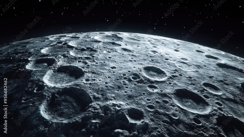 Aufkleber close up view of the moon s surface with 3d cartoon rendering featuring moon craters in an illustrat