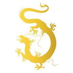 Golden Chinese Dragon Silhouette. For the Happy Chinese New Year Symbol. Vector Illustration Design.