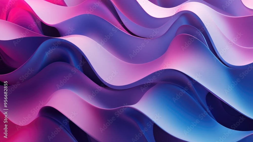 Poster wavy abstract background in a 3d cartoon rendering style
