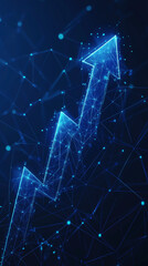 digital growth chart with an upward pointing arrow visualizes the growth of networks, online activity and stocks as well as digital currencies and online trading, created with generative AI technology