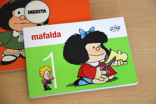 Comic books of the character Mafalda by the argentine illustrator Quino.