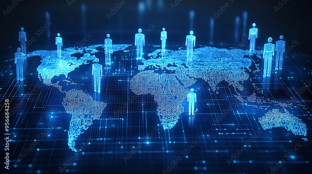 Poster global connectivity through digital mapping and location pins