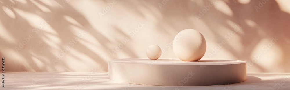 Poster Elegant and beautiful abstract background featuring minimalistic elements on a pedestal presented through 3D illustration and rendering