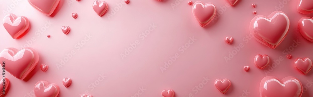 Poster soft pink monochromatic design for valentine s day product promotion blank area for text 3d renderin