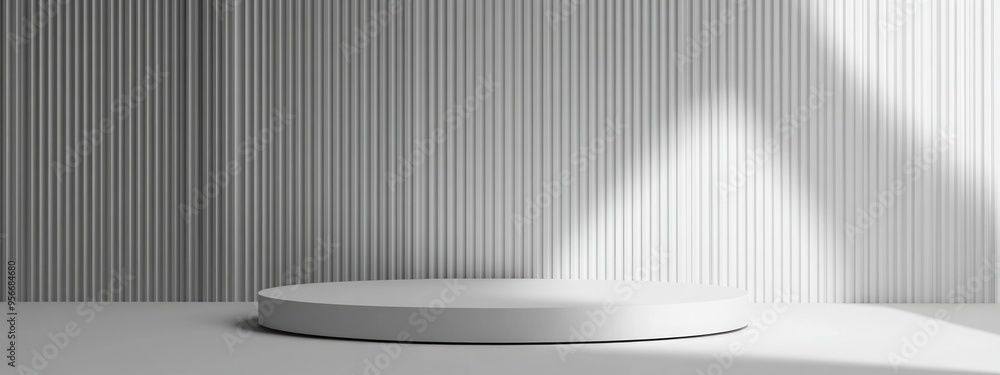 Poster mockup featuring geometric shapes on an abstract backdrop blank pedestal for showcasing products 3d 