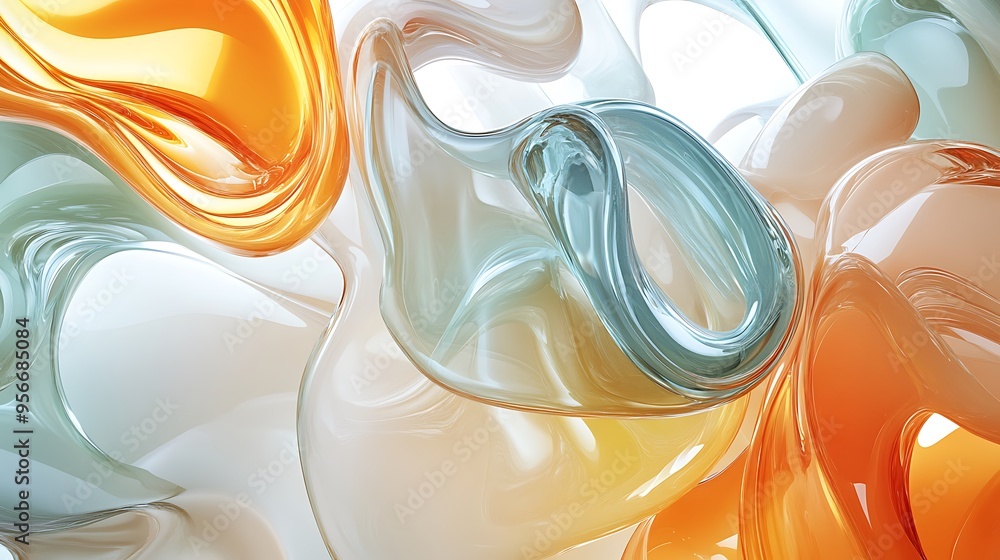 Poster abstract fluid shapes in soft colors creating a modern aesthetic