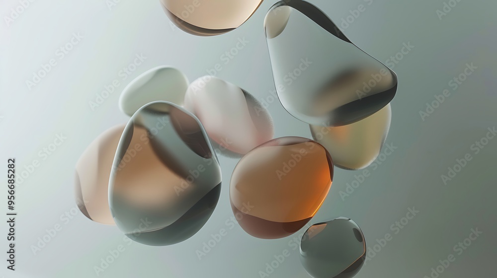 Poster abstract fluid shapes in soft colors creating a modern aesthetic