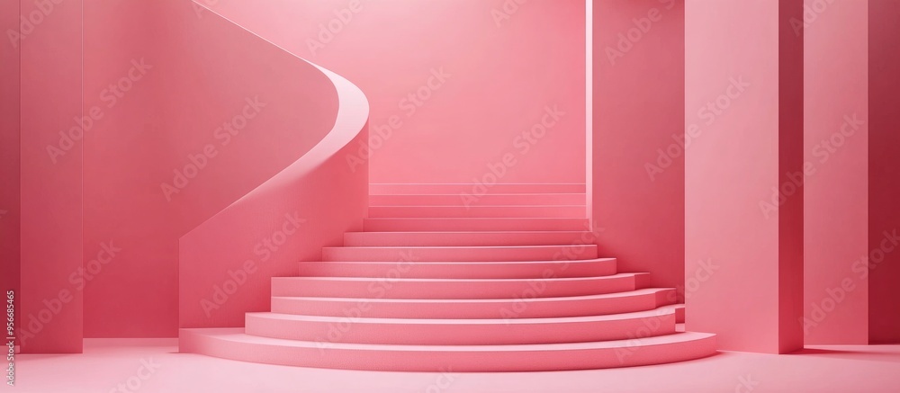 Poster minimalist pink geometric shape background mockup for product showcase in 3d render