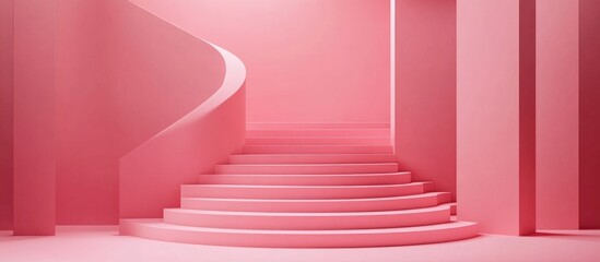 Minimalist pink geometric shape background mockup for product showcase in 3D render