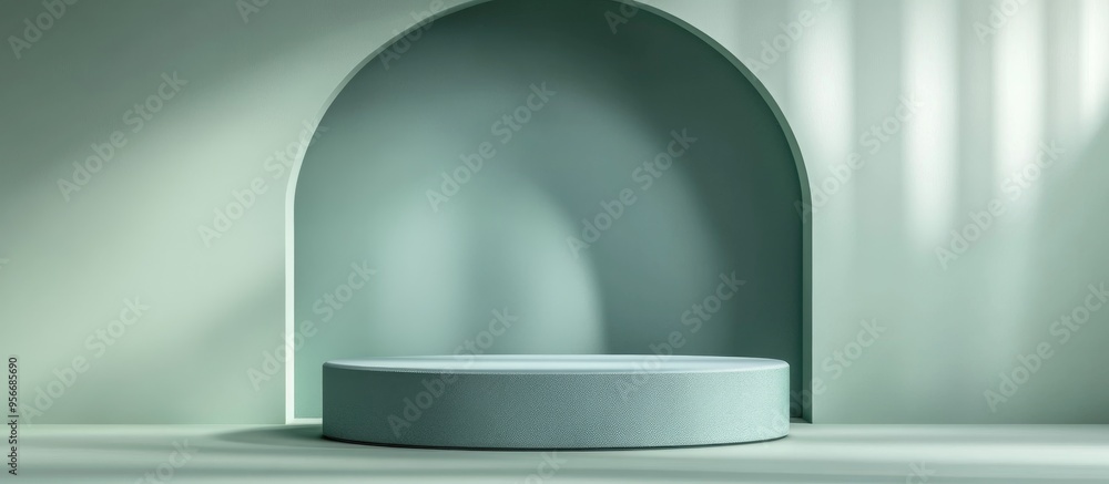 Aufkleber Green podium for mockup presentation in minimalist style with ample copy space 3D rendered abstract background design