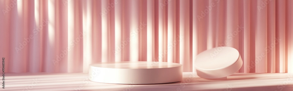 Poster abstract pink minimalist podium for product presentation 3d rendering