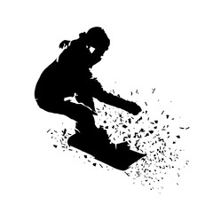snowboarding, winter sport illustration, isolated vector silhouette
