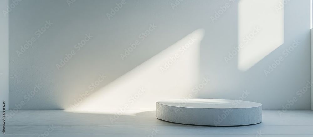 Poster abstract minimalistic background with a pedestal 3d illustration and rendering
