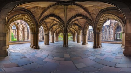 Obraz premium Majestic Gothic Archways in Historic Cloister