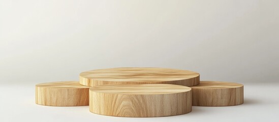 Wooden display podium on a white background 3D rendering