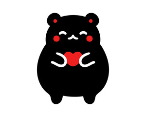 Black bear with heart illustration.