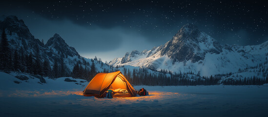 Generative AI, A Winter Night in the Snowy Mountains