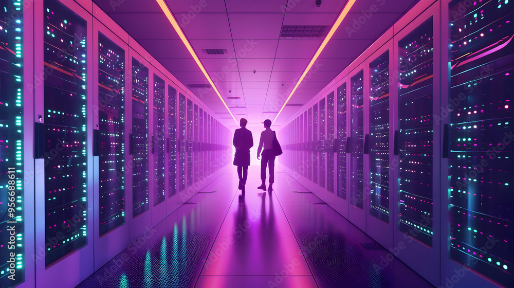 Poster it engineers in a data center, generative ai