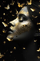 Elegant butterflies on dark captivating background