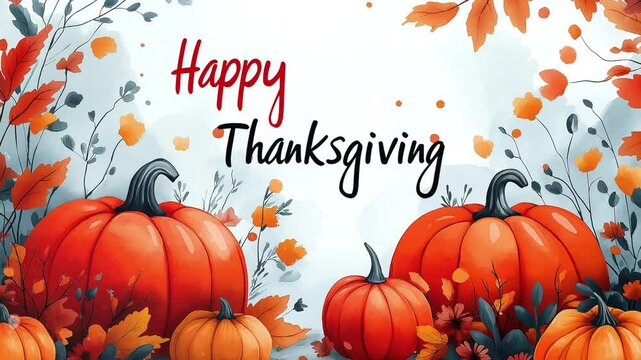 A decorative autumn frame with a pumpkins. Happy Thanksgiving