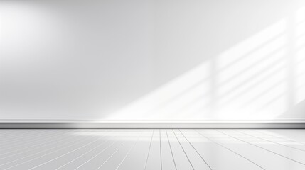 Obraz premium Minimalist Abstract White Background with Soft Shadows and Light Reflections, Ideal for Product Display or Advertising Backdrop in a Studio Setting