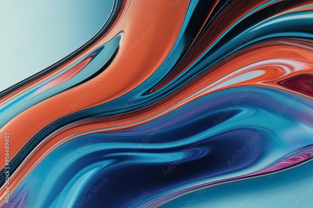 Aufkleber vibrant fluid abstract glass background design with smooth patterns