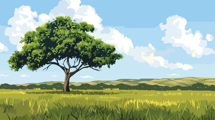 Fototapeta premium Landscape Lonely Tree with Blue Sky Background