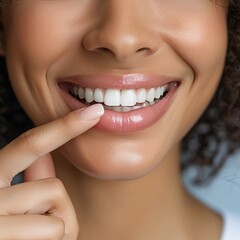 Obraz premium Closeup of Woman s Smile with White Teeth and Pink Lips