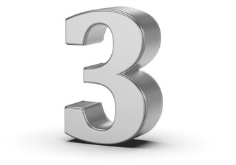 Fototapeta premium Silver 3D Number 3
