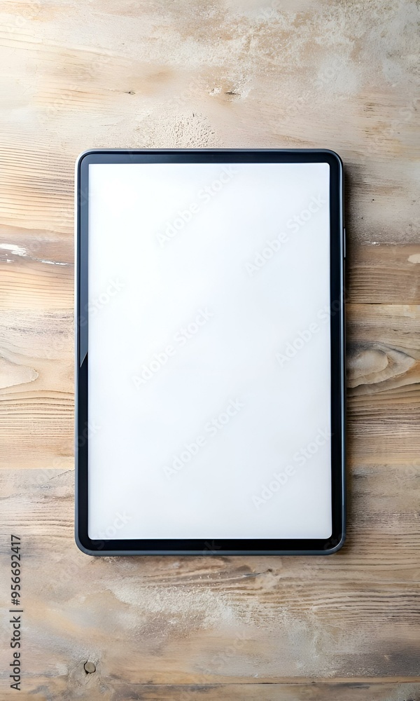 Poster clean and modern mockup featuring a tablet with a blank screen. ready to showcase your design or app