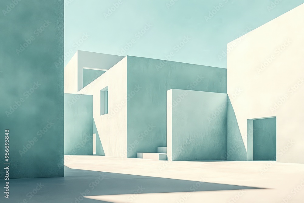 Aufkleber modern minimalist architecture with clean lines and geometric design.