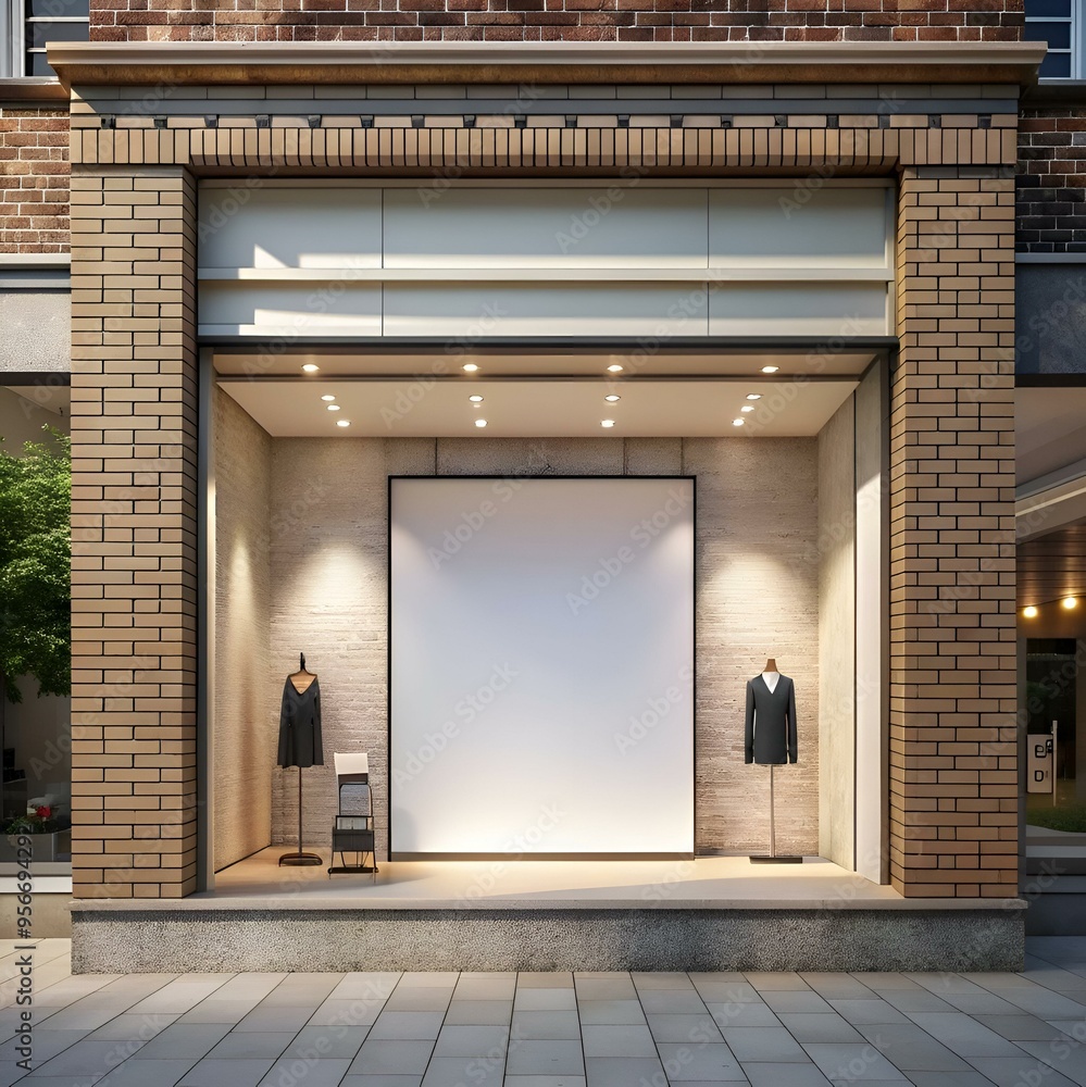 Poster a clean and modern storefront mockup featuring a large blank canvas for your design.