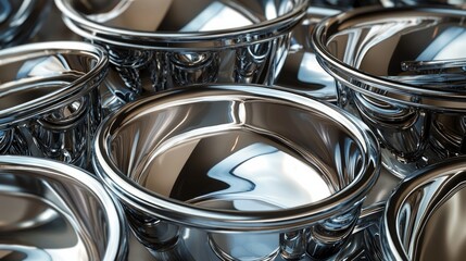 pile of basins of stainless material