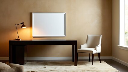 Modern Apartment Interior with art picture frame. Japanese home interior design of modern living room