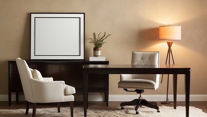 Modern Apartment Interior with art picture frame. Japanese home interior design of modern living room