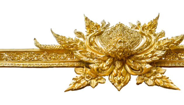Golden Thai Border on a isolated on white background. Generative AI.