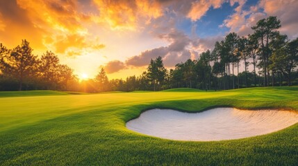 Sunset Over Golf Course