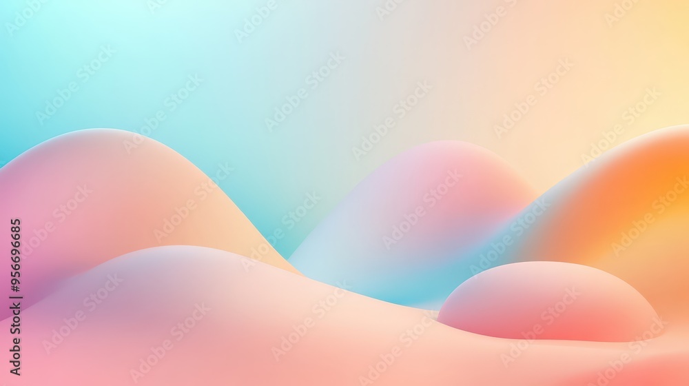 Aufkleber pastel colored abstract shapes on soft gradient background for modern design.