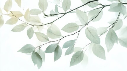 Pastel-hued leaves and branches in natural serenity for artistic design.