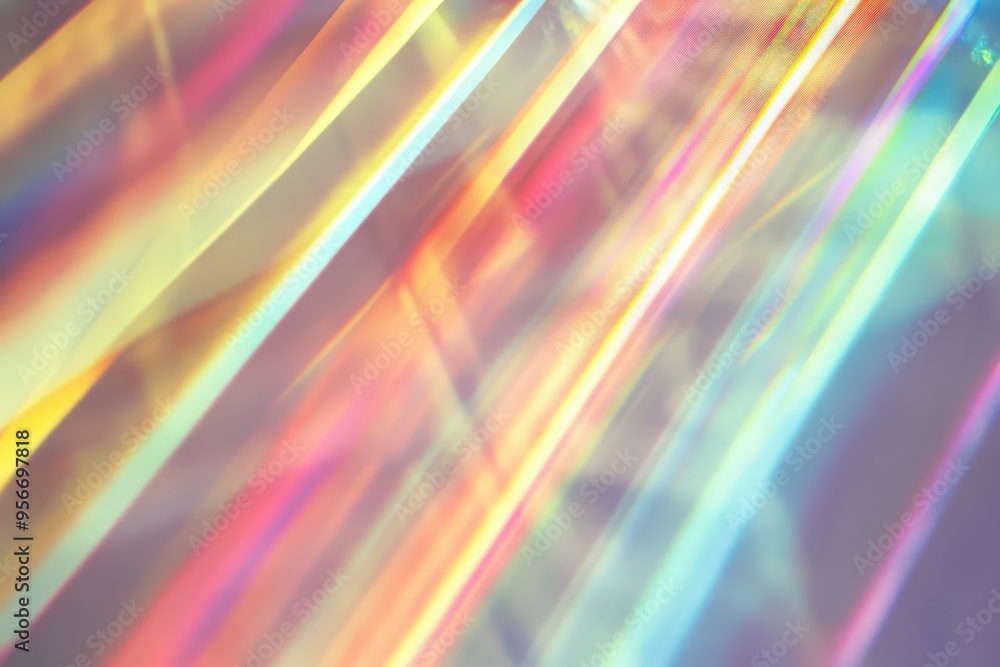 Poster rainbow light leaks with soft diffused colors for creative design projects.