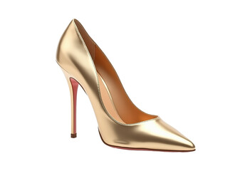 Elegant High Heel Shoes: Golden Glamour Isolated on Transparent Background