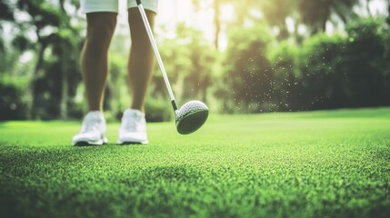 Golfer Preparing to Swing on the Course