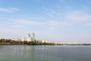 Fototapeta premium beautiful view of the city of Kyiv Ukraine on the Dnipro river, the sky, the river and the city of Kyiv