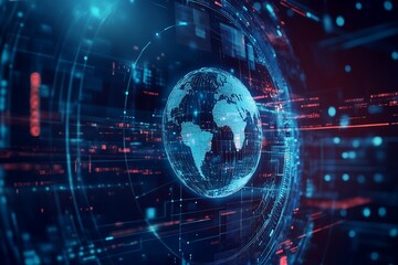 Fototapeta premium Global Digital Nexus, Futuristic Earth Network