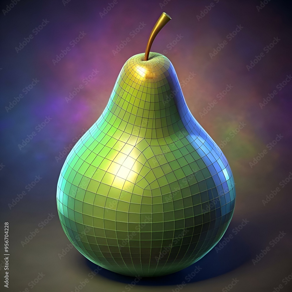 Fototapete a 3d rendered pear with a geometric grid design. perfect for showcasing your healthy food concepts o