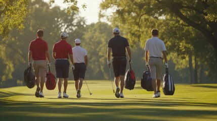 Group of Golfers Walking on Course