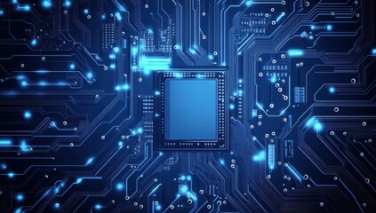 Obraz premium Circuit Board with Glowing Lines