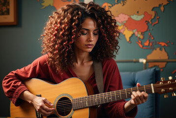 Obraz premium woman with guitar